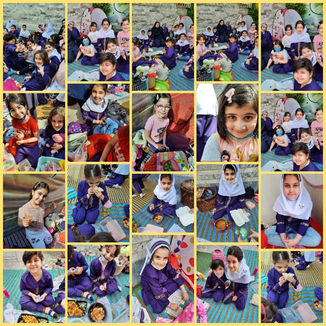 اردوی در حیاط مدرسه با دانش آموزان گل بارانی